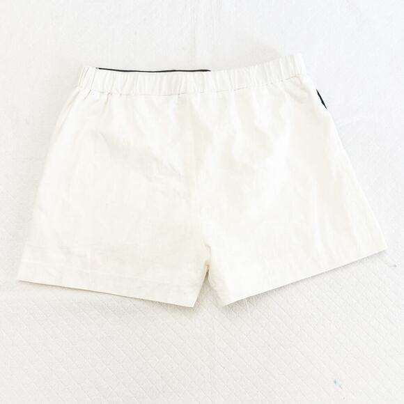 Commense Cotton/Linen White Short Gray Piping Outline Pockets SIze L - Picture 2 of 5